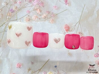 ディアナ　日立多賀店の定額ネイル作品番号 F2-001：風まかせのハートレター